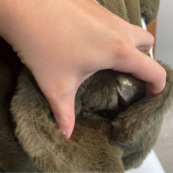 History Repeats by Michele Rossi Green Faux Fur Bomber Made in Italy Size 38 - Picture 6 of 10